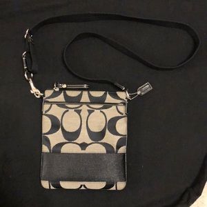 Black and Grey Coach crossbody in classic print